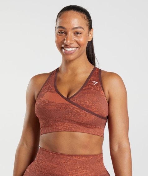 Women's Gymshark Adapt Camo Seamless Sports Bra Brown | CA A58N17